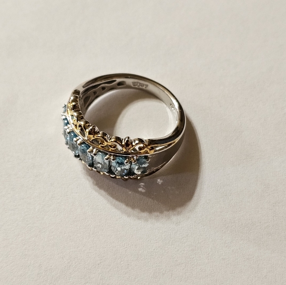 Genuine Cambodian Blue Zircon Ring Platinum over Sterling Silver Size 7! - Picture 9 of 12